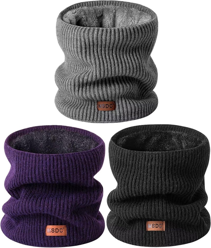 MSDC Winter Neck Gaiters for Men 3 Pack,Neck Warmer Men Women with Thermal Thick Warm Fleece Lined Cold Weather - Image 1